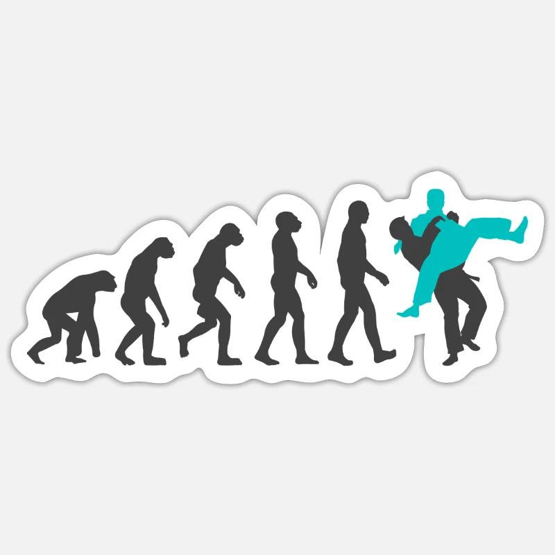 Evolution du judo - Sticker taille S (10 x 10 cm) - blanc mat