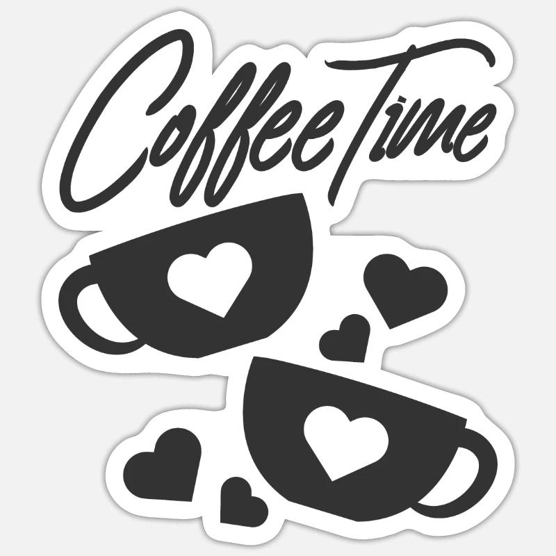 Café - Sticker taille S (10 x 10 cm) - blanc mat