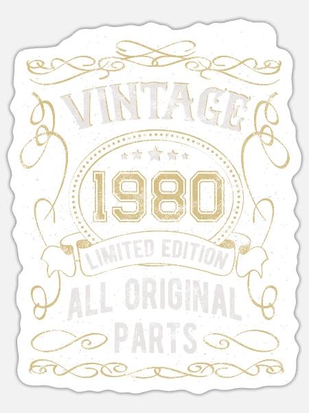 Jahrgang 1980 Geburtstag Geschenk 42 Jahre - Sticker Größe S (10 x 10 cm) - Mattweiß