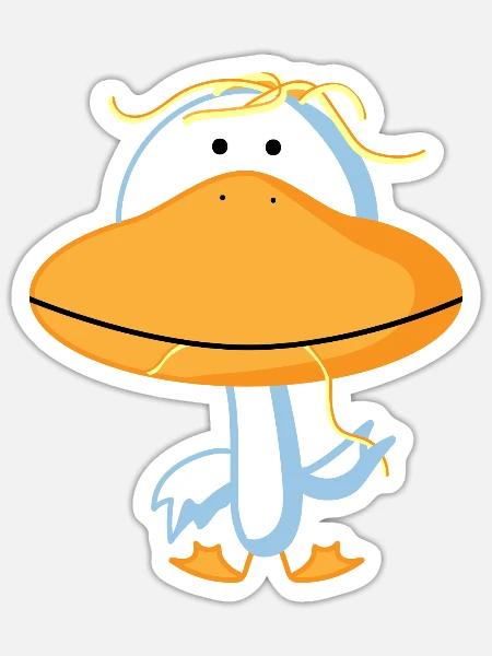 Ente mit Spaghetti (b) - Sticker Größe S (10 x 10 cm) - Mattweiß