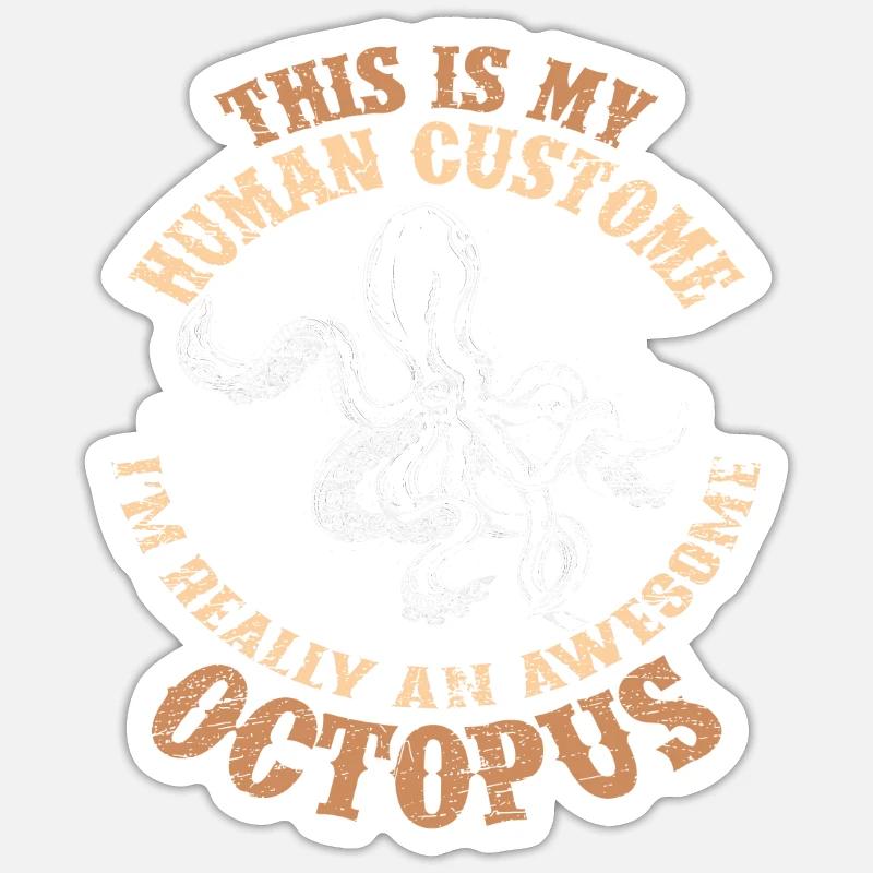 Octopus costume - Sticker size S (10 x 10 cm) - white matte