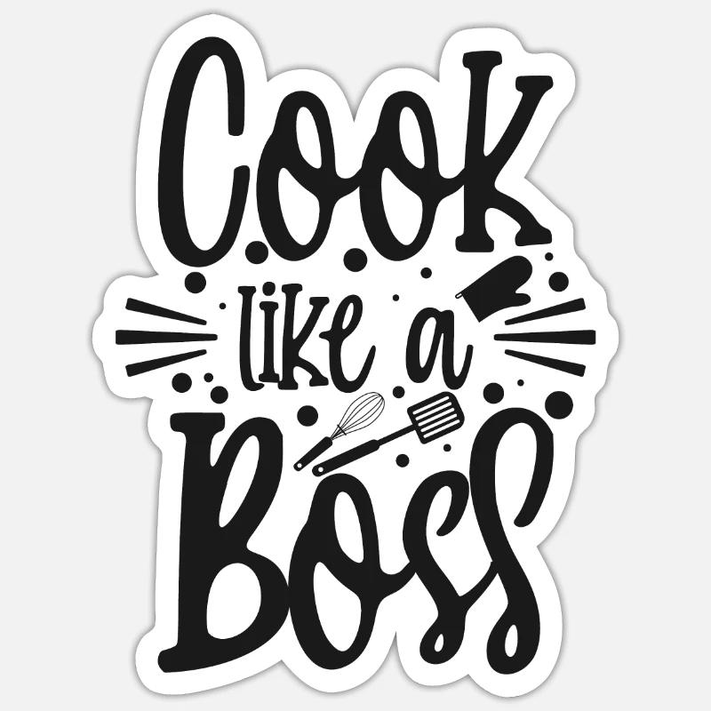 Kochen - Sticker Größe S (10 x 10 cm) - Mattweiß