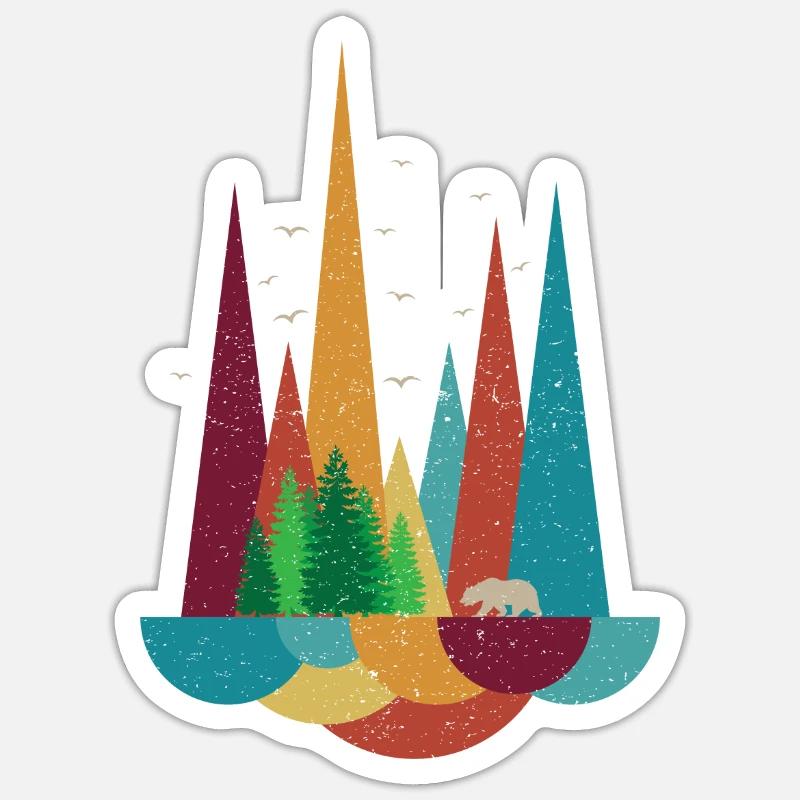 Mountains forest tiger - Sticker size S (10 x 10 cm) - white matte