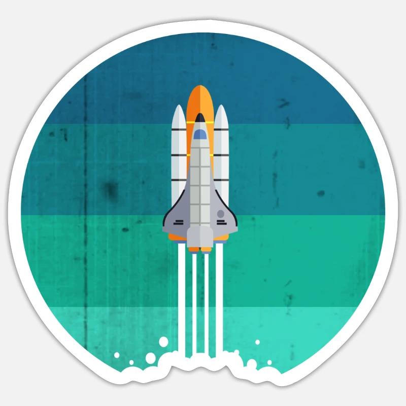 Lancement d'une fusée spatiale Sticker taille S (10 x 10 cm)