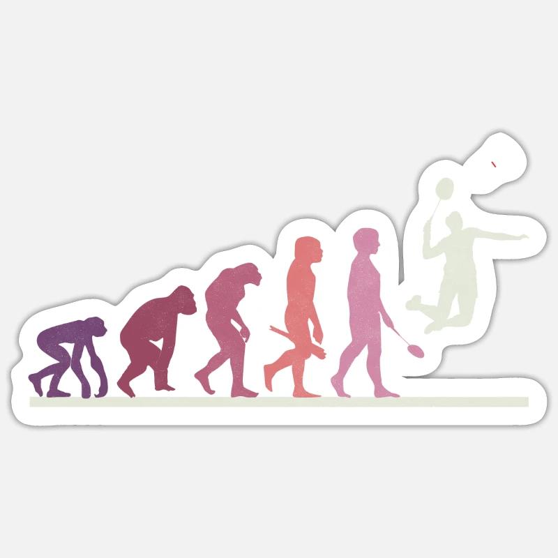 Badminton Evolution - Sticker Größe S (10 x 10 cm) - Mattweiß