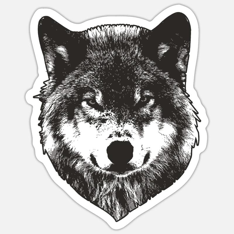 Wolf Face - Sticker size S (10 x 10 cm) - white matte