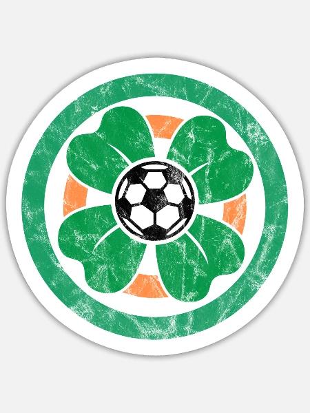Irland Fussball Kleeblatt - Sticker Größe S (10 x 10 cm) - Mattweiß