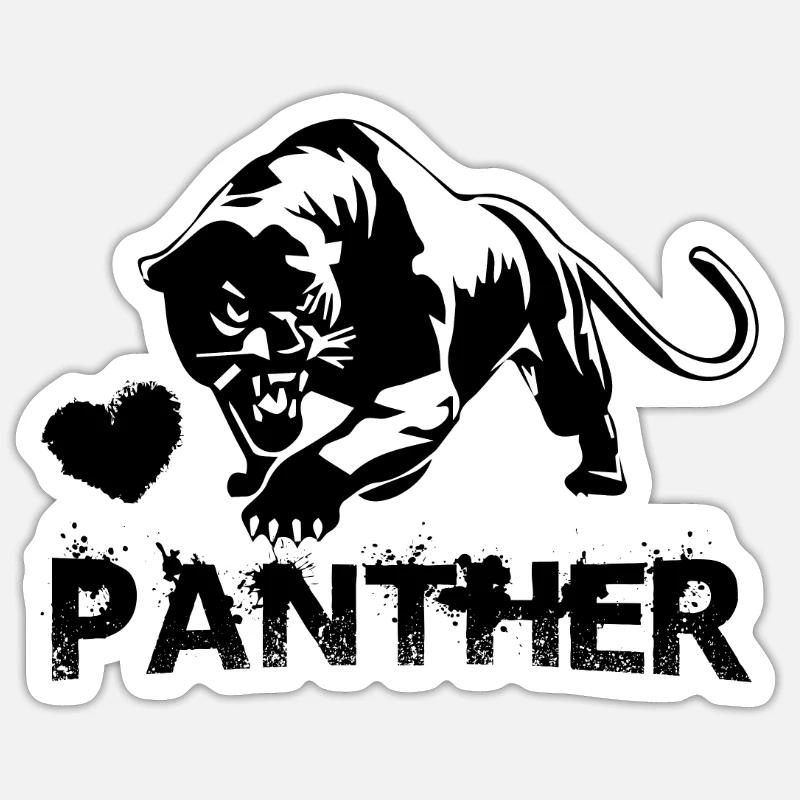 J’aime une panthère - Sticker taille S (10 x 10 cm) - blanc mat
