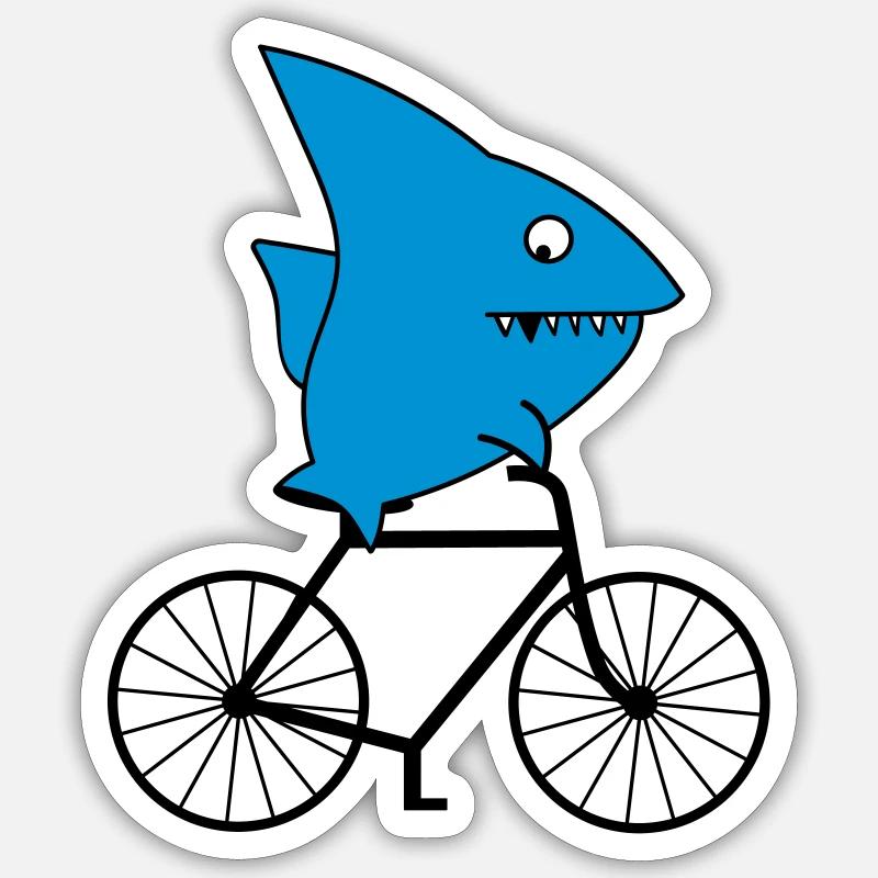 Hai rides a bicycle - Sticker size S (10 x 10 cm) - white matte