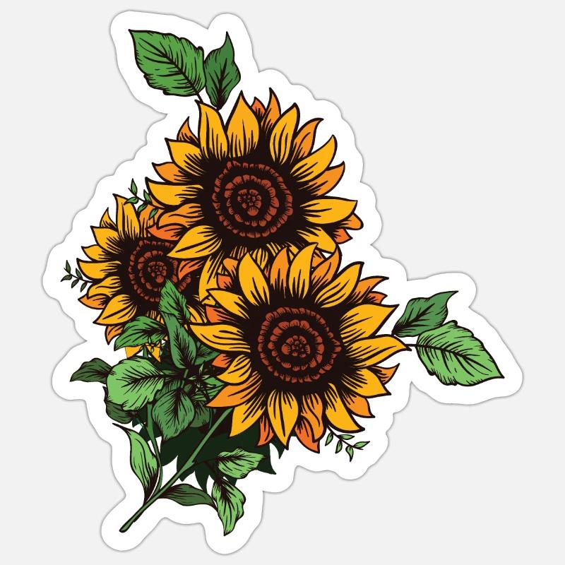 Three sunflowers - Sticker size S (10 x 10 cm) - white matte