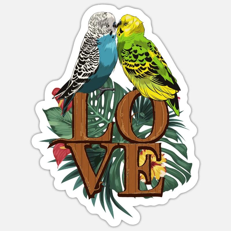Perruche d'amour perruche - Sticker taille S (10 x 10 cm) - blanc mat