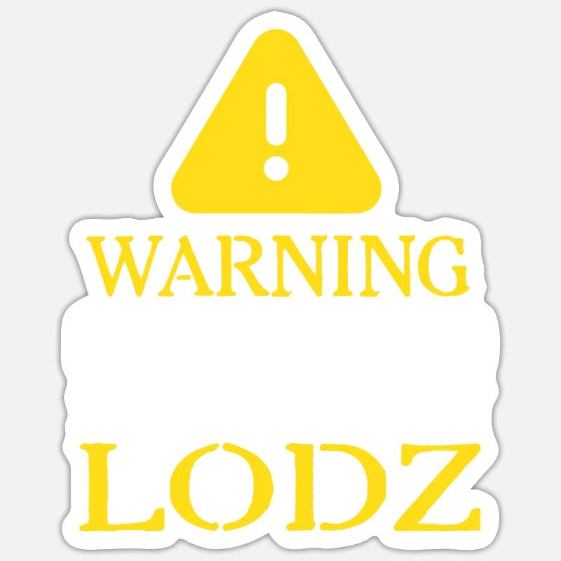 ATTENTION!: Lodz - Sticker taille S (10 x 10 cm) - blanc mat