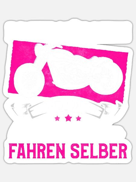 Motorrad Motorradfahrerin Süß Lustig Geschenk - Sticker Größe S (10 x 10 cm) - Mattweiß