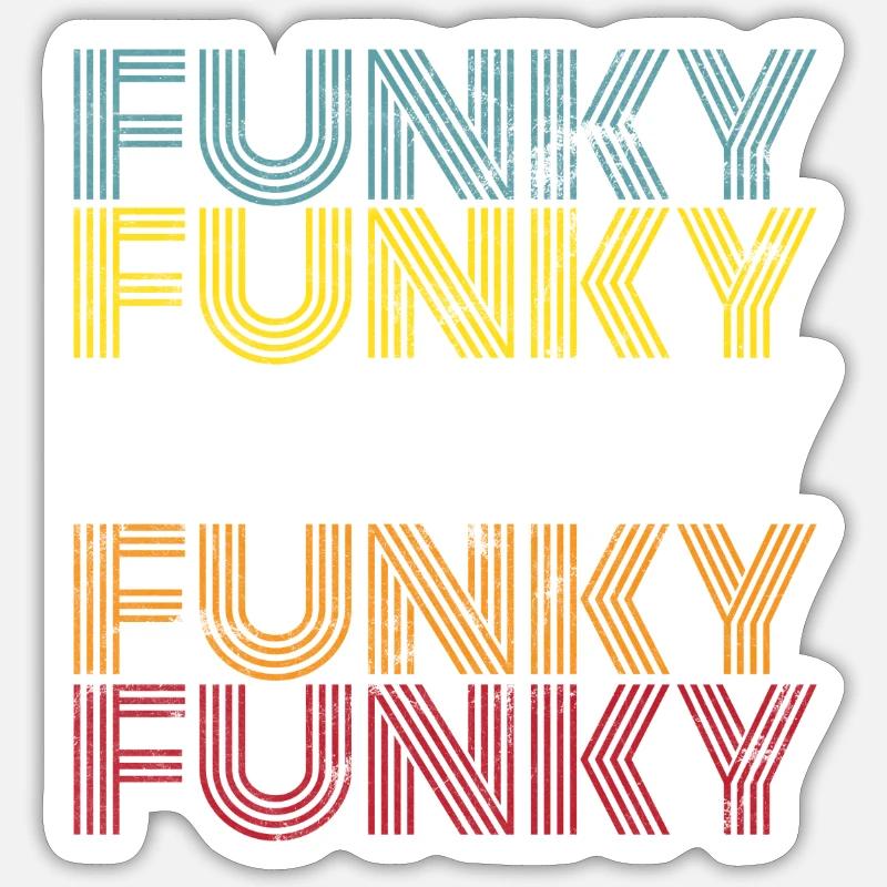 Funky vintage - Sticker taille S (10 x 10 cm) - blanc mat