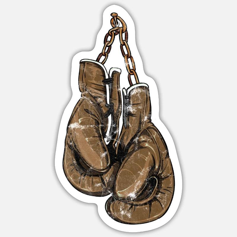 Gants boxeurs - Sticker taille S (10 x 10 cm) - blanc mat