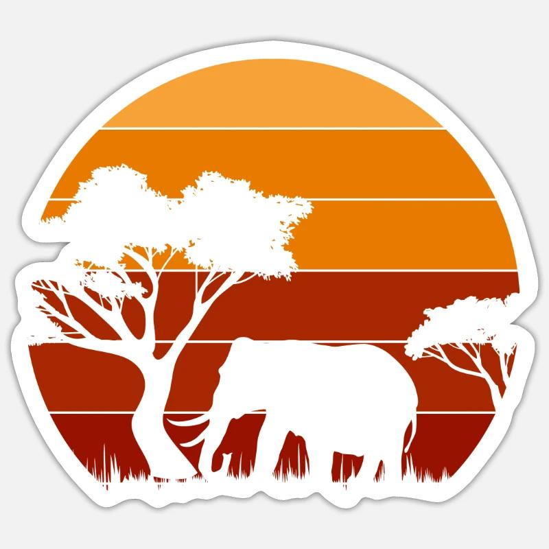 éléphants - Sticker taille S (10 x 10 cm) - blanc mat