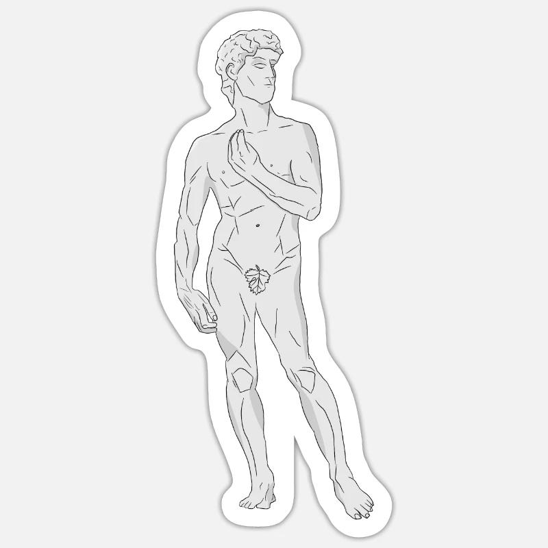 Geste de la main italienne - Statue de Michel-Ange David - Sticker taille S (10 x 10 cm) - blanc mat