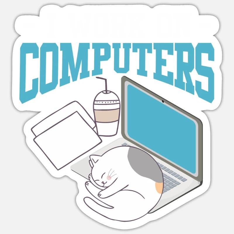 Computer science cat gambler nerd programmer Sticker size S (10 x 10 cm)