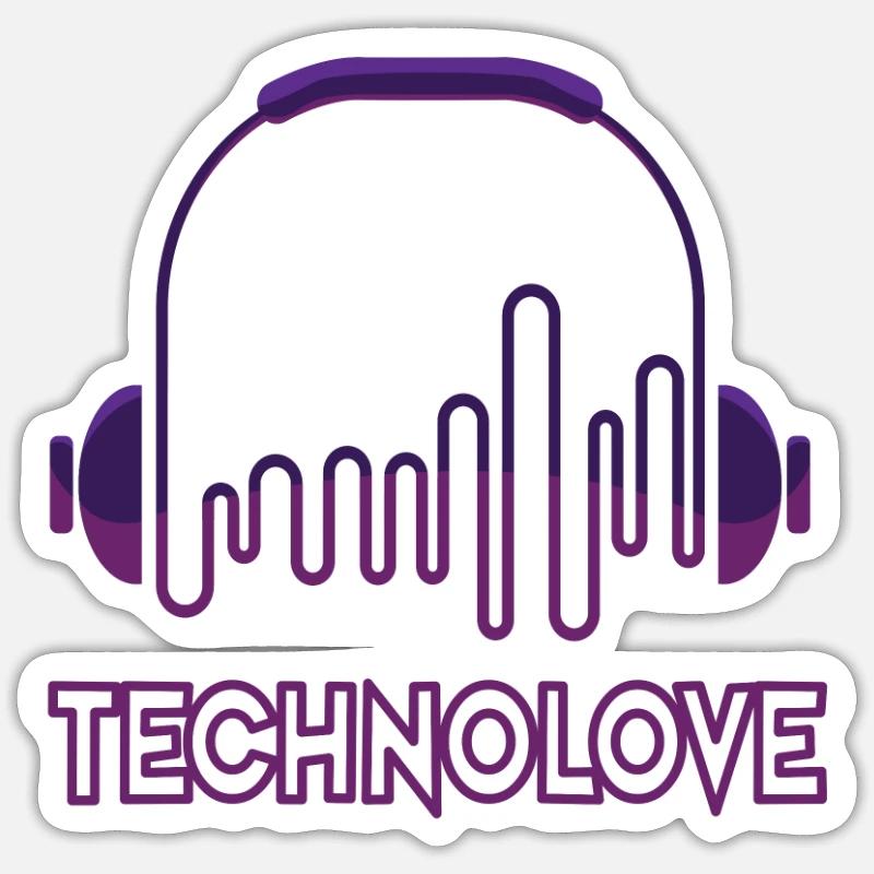 amour techno 3 - Sticker taille S (10 x 10 cm) - blanc mat