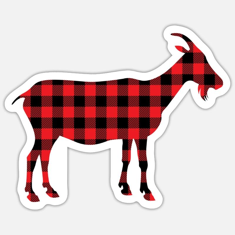 Goat billy goat pattern plaid Sticker size S (10 x 10 cm)