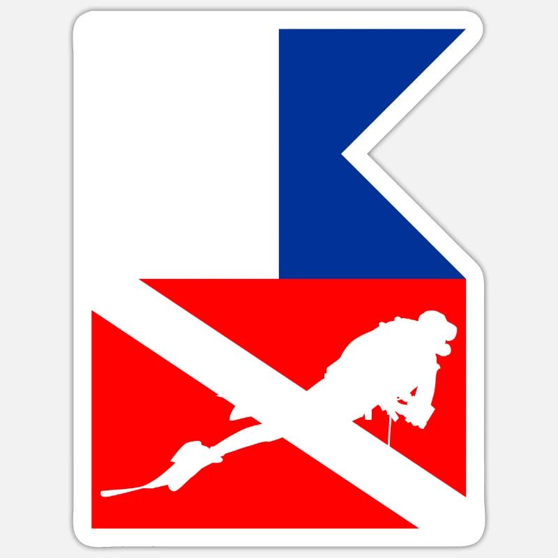Divers scuba diving divers flags Sticker size S (10 x 10 cm)