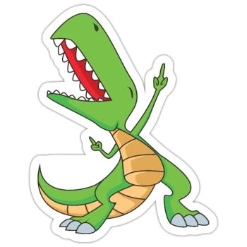 Dabbing T-Rex | Dabbing Dinosaurier - Sticker Größe S (10 x 10 cm) - Mattweiß - Vorne