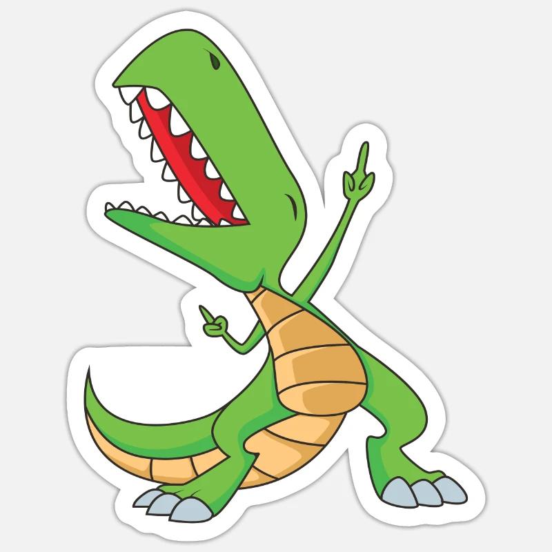 Dabbing T-Rex | Dabbing Dinosaurier - Sticker Größe S (10 x 10 cm) - Mattweiß
