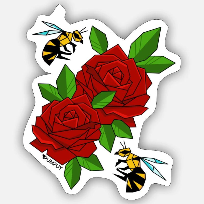 ROSE BEE - Sticker taille S (10 x 10 cm) - blanc mat