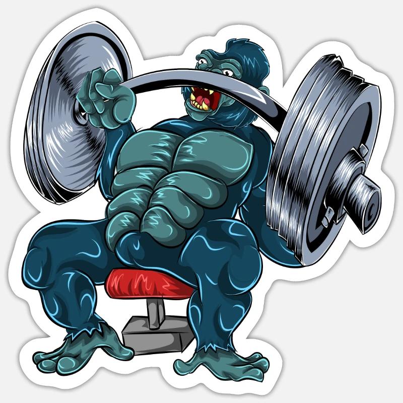 Développé couché Gorilla Monkey Sticker taille S (10 x 10 cm)