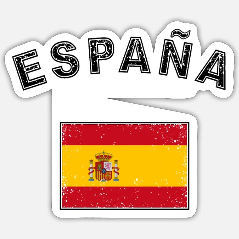 Espagne drapeau espagnol drapeau utilisé look - Sticker taille S (10 x 10 cm) - blanc mat