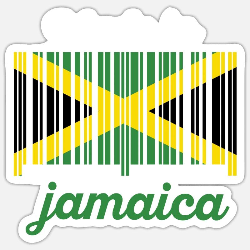Drapeau Jamaïque code à barres - Sticker taille S (10 x 10 cm) - blanc mat