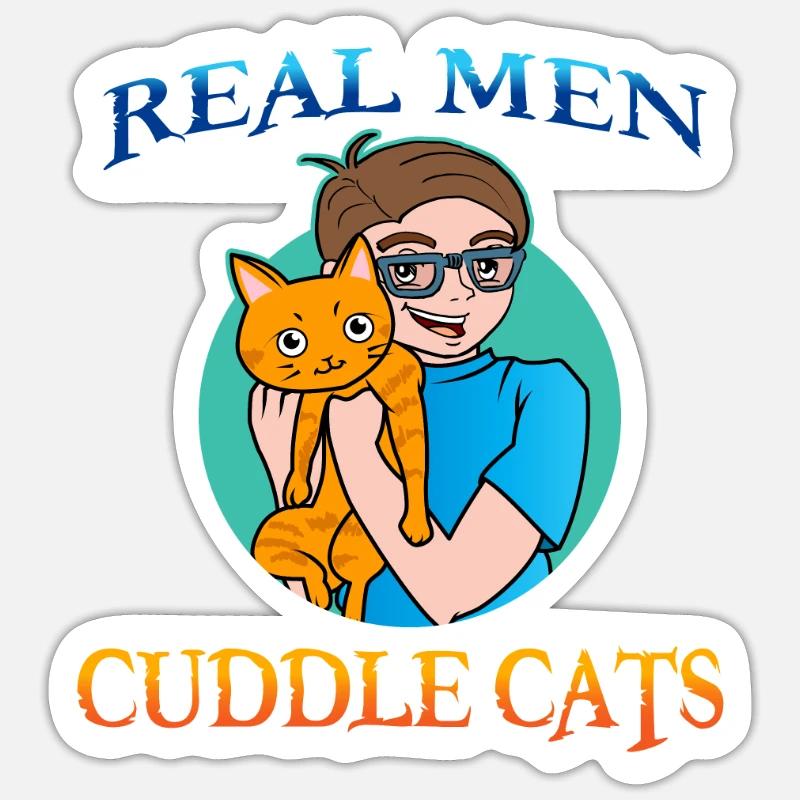 Real Man Cuddle Cats - Sticker size S (10 x 10 cm) - white matte
