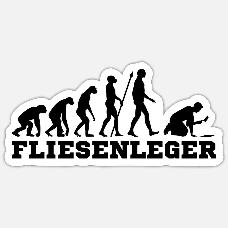 Fliesenleger Evolution - Sticker Größe S (10 x 10 cm) - Mattweiß