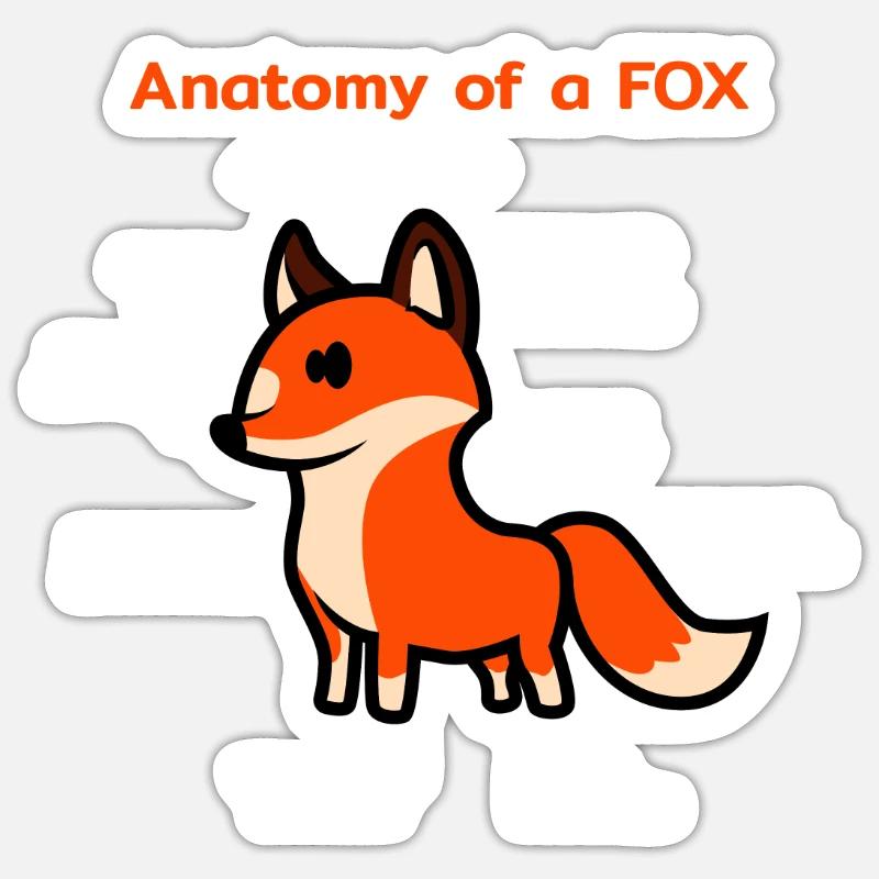 Anatomie eines Fuchs - Sticker Größe S (10 x 10 cm) - Mattweiß