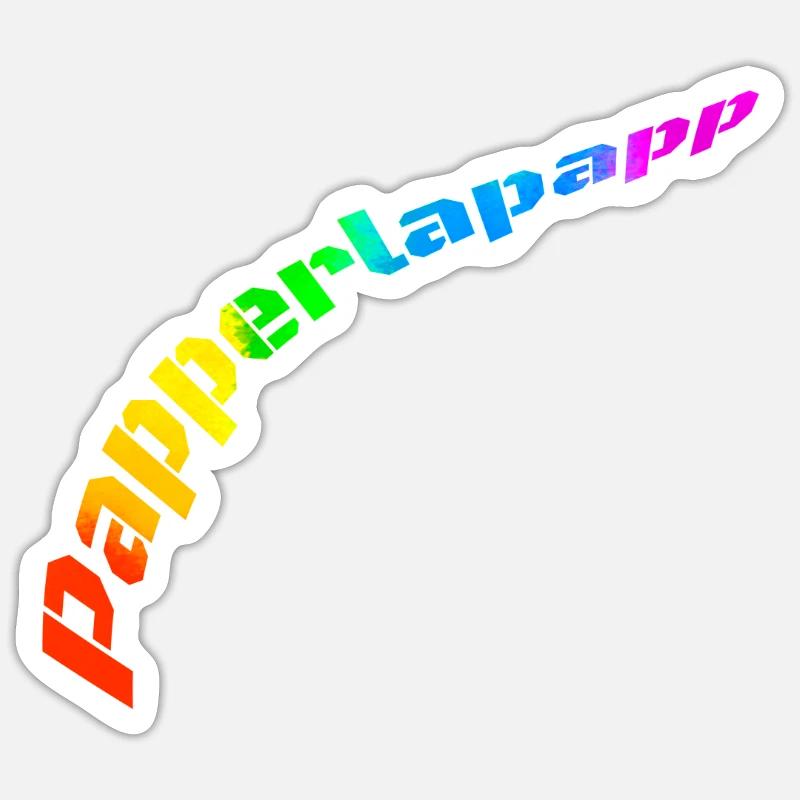 Papperlapapp Regenbogen seltene Wörter Geschenk - Sticker Größe S (10 x 10 cm) - Mattweiß