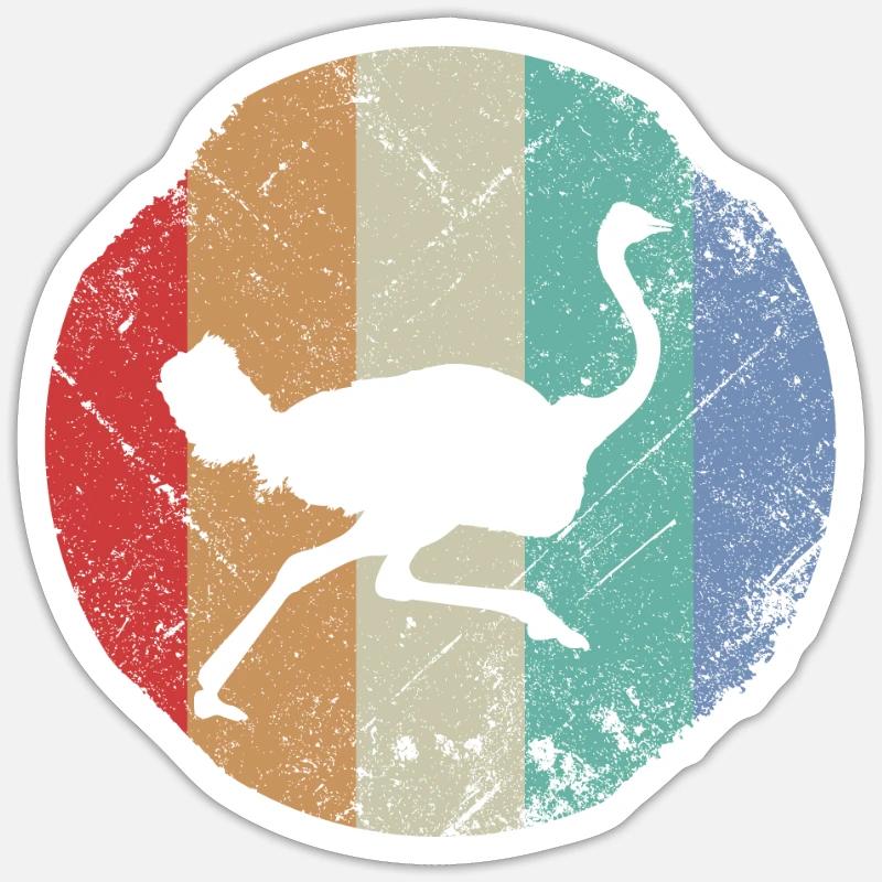 autruche - Sticker taille S (10 x 10 cm) - blanc mat
