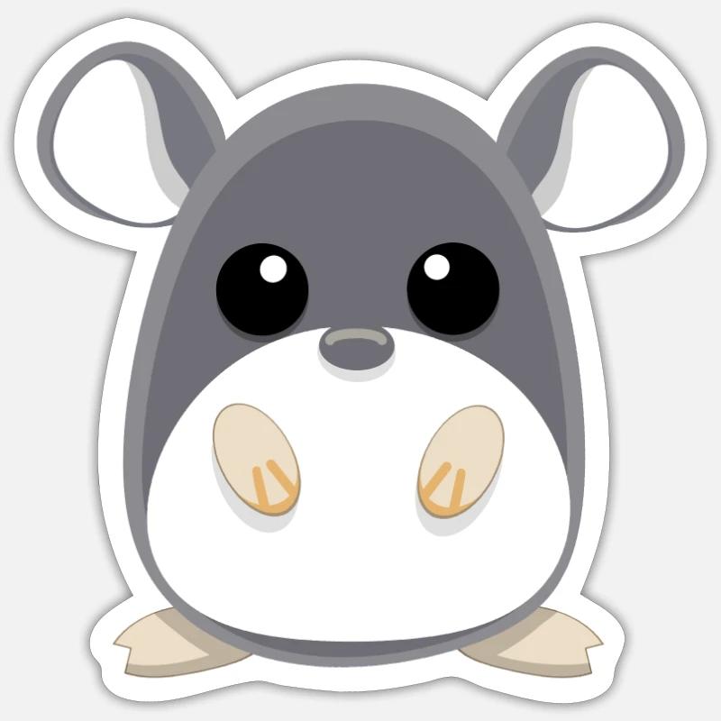 Doux Chinchilla - Sticker taille S (10 x 10 cm) - blanc mat