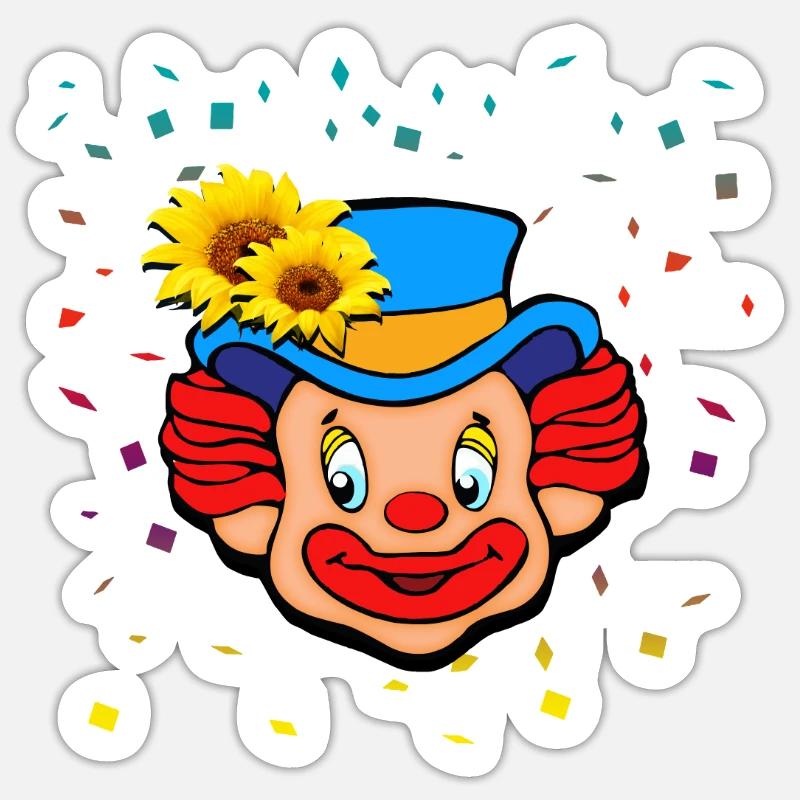 Clown de carnaval - Sticker taille S (10 x 10 cm) - blanc mat