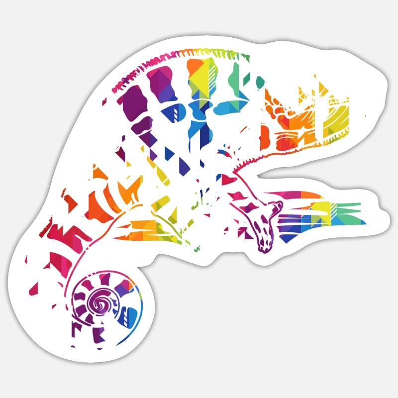 caméléons - Sticker taille S (10 x 10 cm) - blanc mat