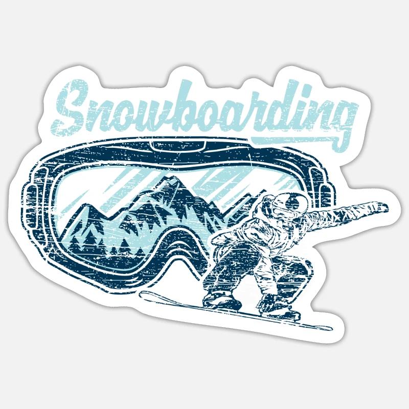 Snowboard - Sticker Größe S (10 x 10 cm) - Mattweiß