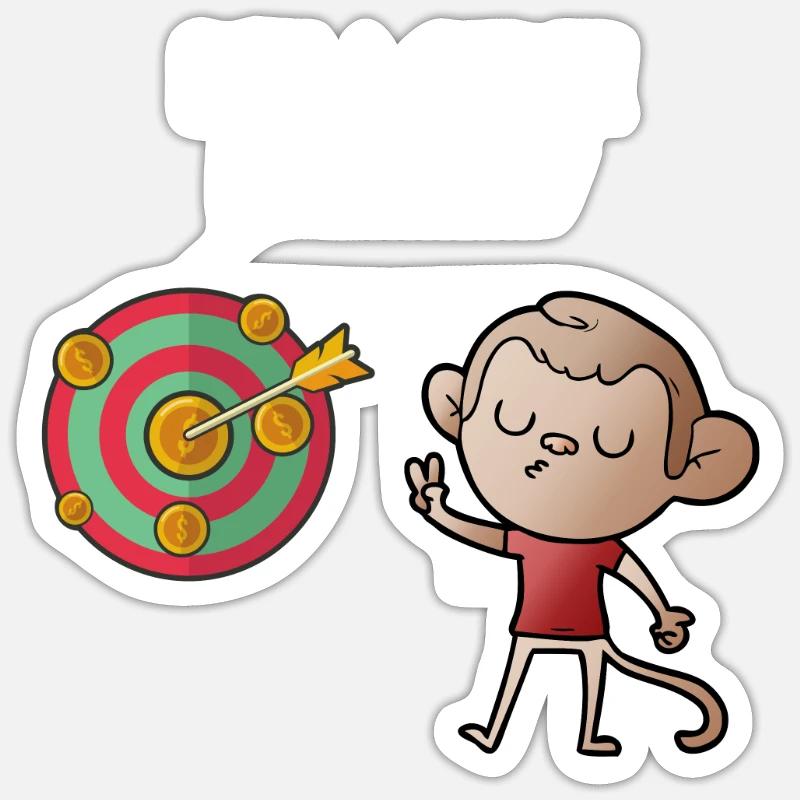 Bullseye monkey - freches Äffchen am Dartboard Sticker Größe S (10 x 10 cm)
