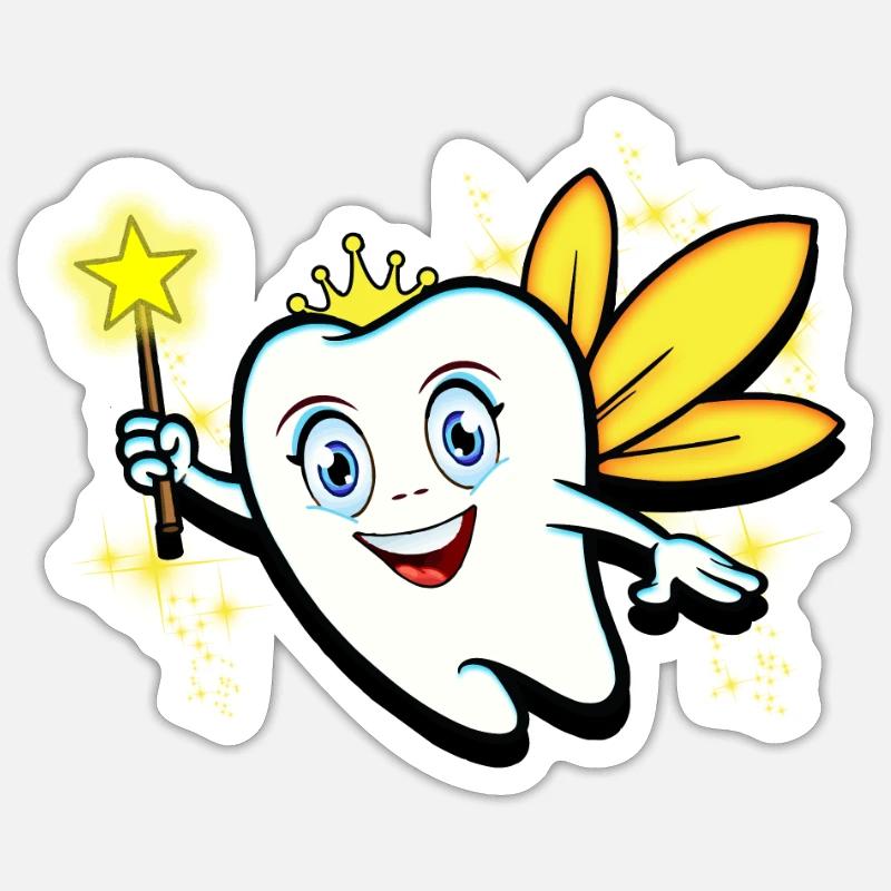 Fée des dents de carnaval - Sticker taille S (10 x 10 cm) - blanc mat