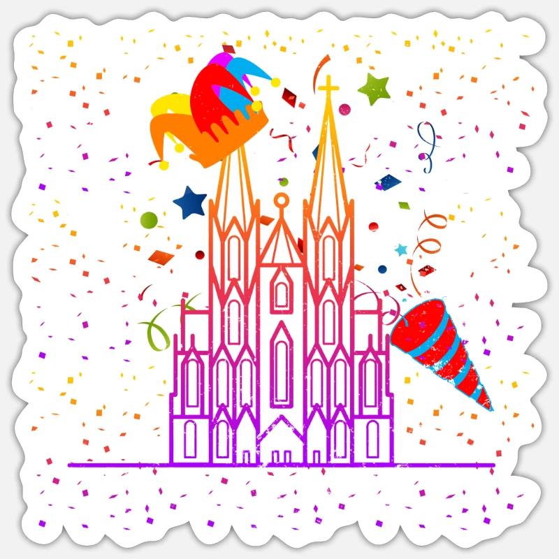 Carnaval de Cologne - Sticker taille S (10 x 10 cm) - blanc mat