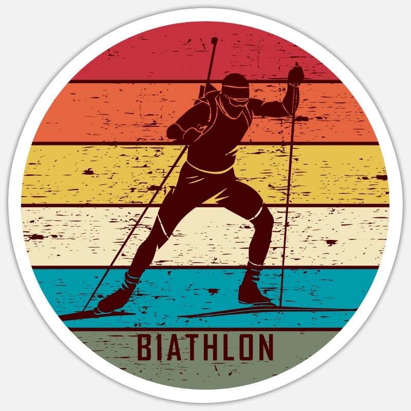 Biathlon - Sticker taille S (10 x 10 cm) - blanc mat