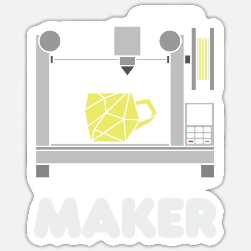 Impression 3D - Sticker taille S (10 x 10 cm) - blanc mat