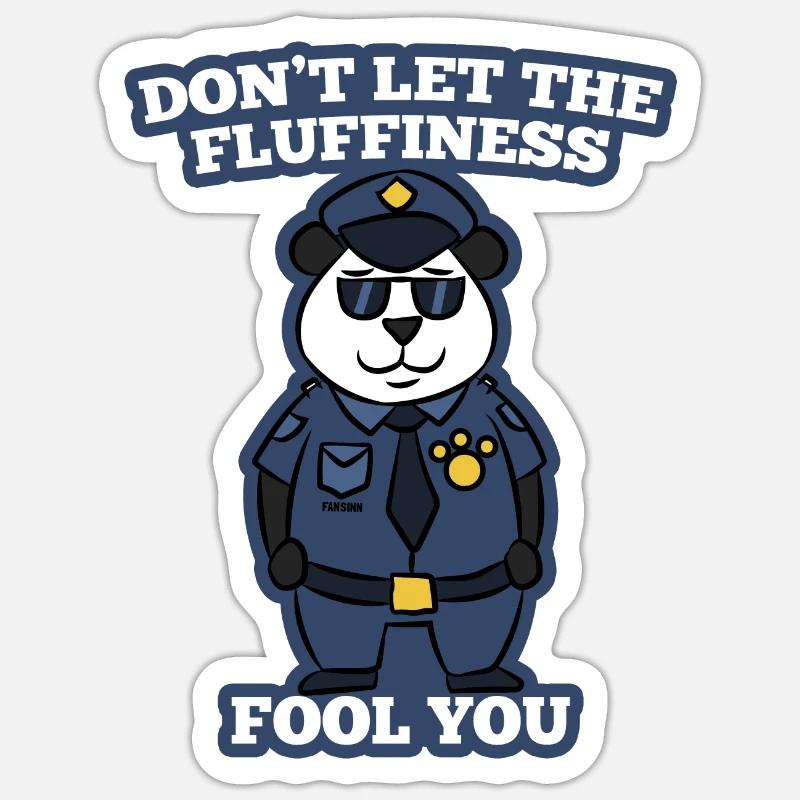 Panda Bär Polizei Sicherheit Geschenk - Sticker Größe S (10 x 10 cm) - Mattweiß