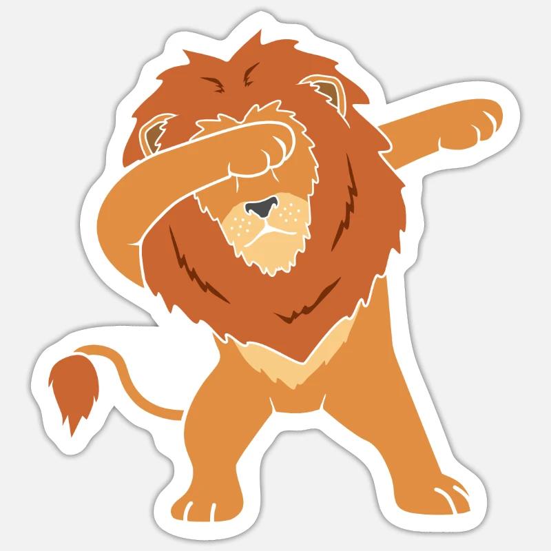 Lion Dab - Sticker taille S (10 x 10 cm) - blanc mat