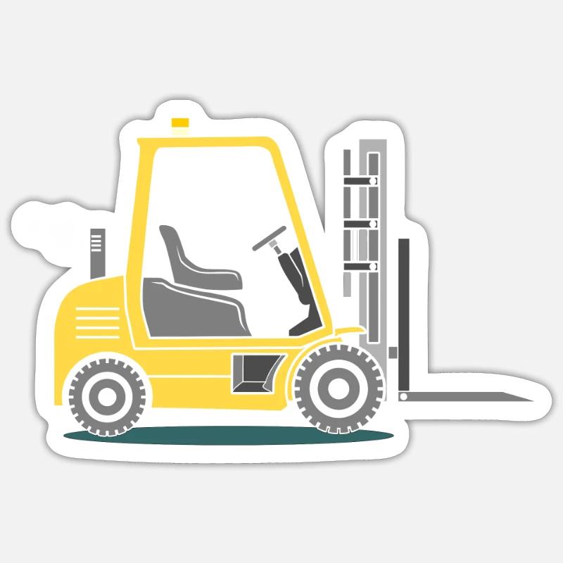 Gabelstapler Stapler - Sticker Größe S (10 x 10 cm) - Mattweiß