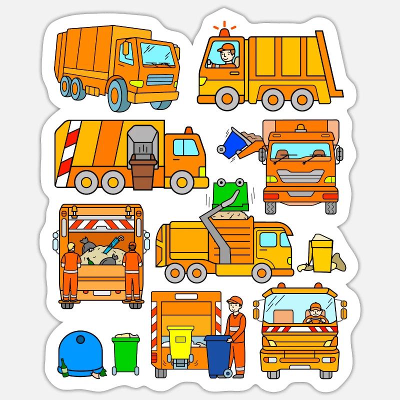 Garbage collection vehicles Sticker size S (10 x 10 cm)