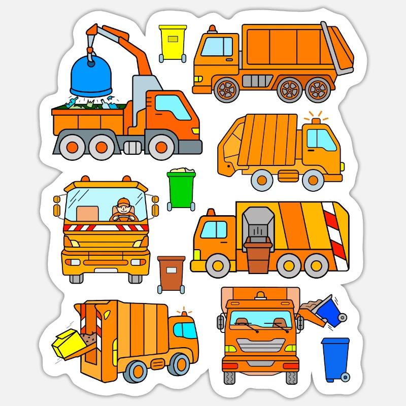 Garbage trucks vehicles garbage collection garbage can garbage can Sticker size S (10 x 10 cm)